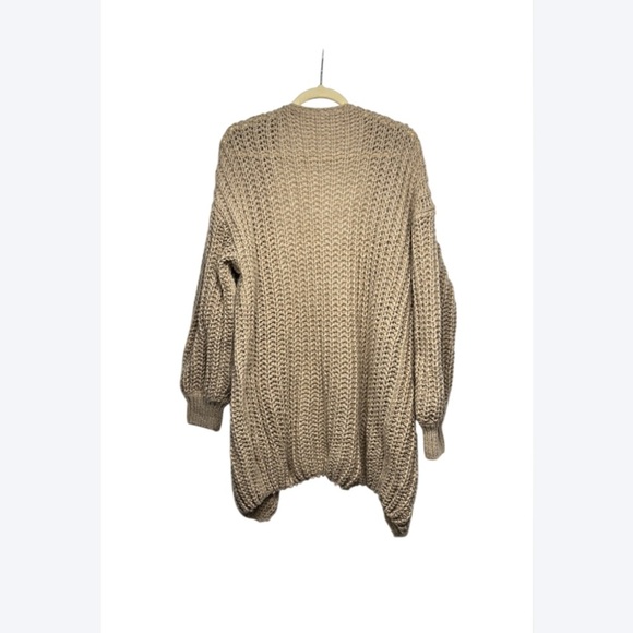 Cozy Chunky Knit Duster Cardigan – Khaki Tan – OS - Picture 2 of 5